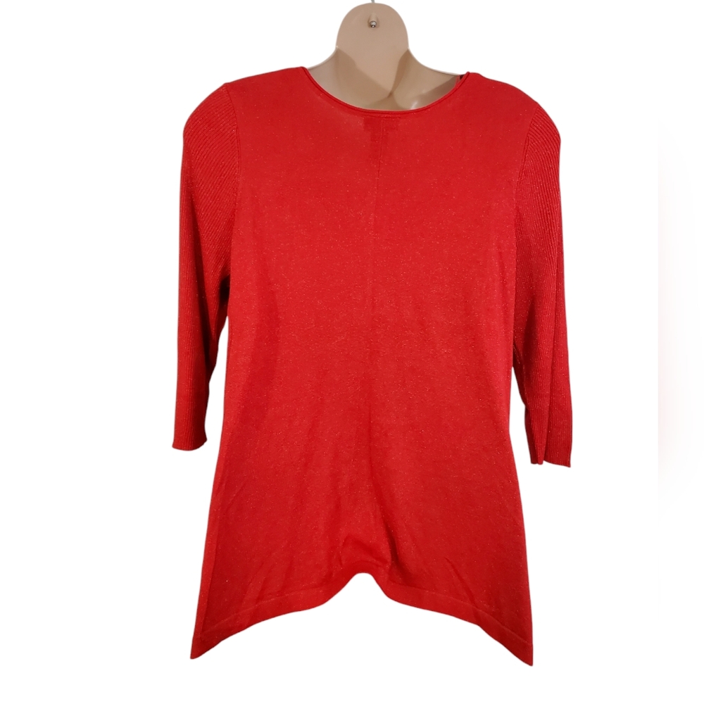 Lane Bryant Womens Plus Red Metallic Fleck Knit Lightweight Sweater ~ Pre-Owned - Picture 2 of 9